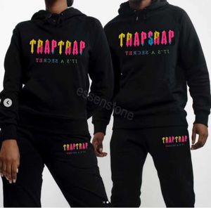 Högkvalitativ designer hoodie trapstar full spårdräkt regnbåge handduk broderi avkodning huva sportkläder män och kvinnor passar blixtlåsbyxor fritid trend 565ess