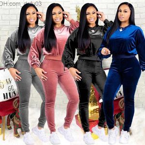 Kvinnors träningsdräkter Kvinnors träningsdräkter Autumn Velvet Tracksuit Women Set Winter 2 Piece Velor Set African Sweat Suit Plus Size Sweatshirt Två kläder Ladies Z230805