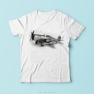 Men's T Shirts Retro USA Flag P-47 Thunderbolt Aircraft Unisex Tshirt Tees White Casual Short Sleeve Warbird P47 Shirt Men Harajuku