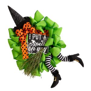 26in Halloween Witch Broom and Hat Mesh Wreath
