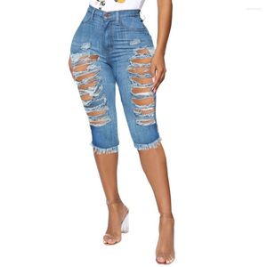 Женские джинсы Сексуальная дыра разорванные джинсовые шорты с высоким разрешением наполовину брюки Винтажные измельченные короткие летние повседневные вакерос Mujer 2023
