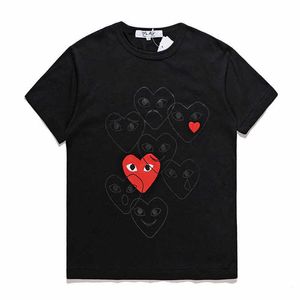 Share to Be Partner Gioca alla moda T-shirt da uomo Designer Red Heart Shirt Maglietta casual T-shirt estiva a maniche corte in cotone con ricamoKWGV