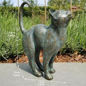 Oggetti decorativi Figurine Cat Statue Statuetta in resina Bronzo Prato Portico Cortile Giardino domestico Scultura all'aperto Statua Decorazione Home Office Ornamento 230804