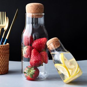 Transparent Glass Jar Cup Säsmöjning Canister med Cork Stopper Cookie Candy Spice Tea Cereal Storage Bottle Coffee Bean Spice Seal258V