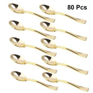 Spoons 80Pcs Mini Cake Desserts Icecream Party Cutlery for Home Shop Golden 230804