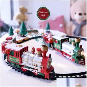 Decorações de Natal 40 Conjunto de Trem Com Luzes e Sons Trilhos Ferroviários Brinquedos a Pilhas Presente de Natal para Crianças Drop Delivery Home Dhehm