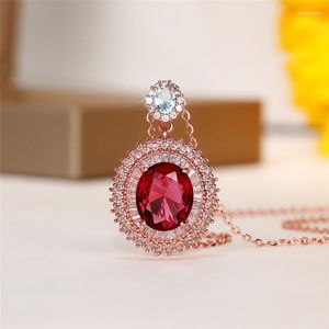 Подвесные ожерелья Caoshi Noble Lady Ожерелье темперамента Ярко -красная циркония аксессуары мода великолепные украшения для свадебной церемонии