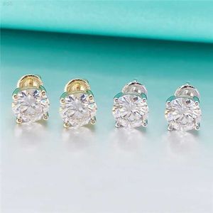 Factory Lowest Price Women Elegant Style 10karat White Gold Round Moissanite Women Stud Earrings Price