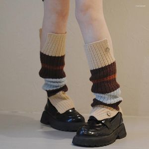 Женские носки y2k вязаная хараджуку, контрастный цвет, длинный с пуговицами готтическая винтажная уличная одежда для зимы