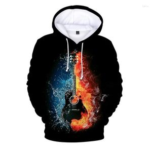 Herrtröjor flamma gitarr 3d tryck vintage band punk tröjor musikälskare män tröja harajuku y2k streetwear gothic hoody kvinnor