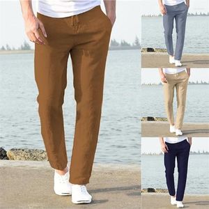 Pantaloni da uomo Moda Pantaloni sportivi larghi in tinta unita Elastico in vita Cotone in lino Comodi pantaloni traspiranti Abbigliamento da lavoro casual