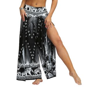 Pantaloni Harem Fessura Gamba Larga Yoga Palazzo Casual Beach Boho Hippie per Donna