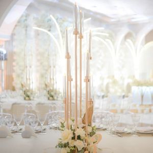 Elegant crystal Bead chandelier Metal flower stand Bouquet gold high flower stand for the wedding table centerpiece