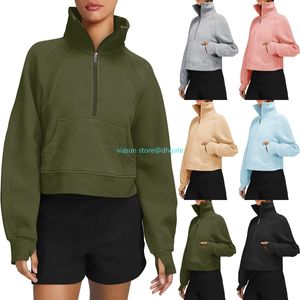 New LU Yoga Wear Perfect Oversized Fall Winter LL Women's Plush Sweater Sports Hooded Round Neck Long Sleeves