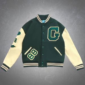 Mens Jackets Vintage Casual Baseball Jacket Пушистые буквы вышива вышивка.