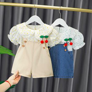 Set di abbigliamento Set di vestiti per ragazze estivi Piccolo fiore Nuovo stile di moda da a anni T-shirt per bambini T-shirt corta per neonato