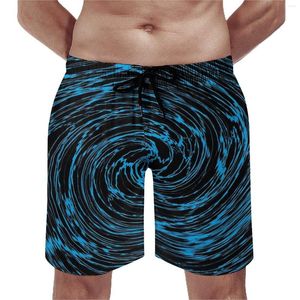 Szorty męskie płytkie desek wodny niebieski wir nadruk wygodne spodnie plażowe trenky plus rozmiar puszki