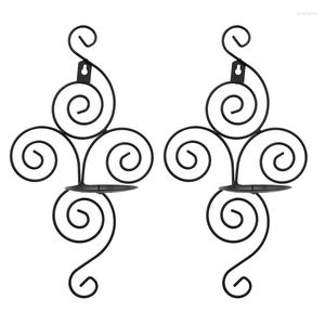 Kerzenhalter 2PCS Wandleuchter Europäisches Blumenmuster montierter Halter Hängender Kerzenständer Rack Home Garden Path Decor