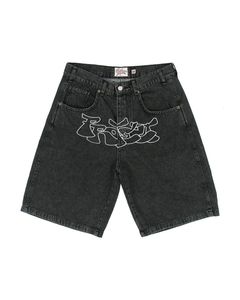 Y2K Hip Hop Denim Gym Herrens kvinnors sommar Haruku Fashion Casual Punk Rock Gothic Men Basketball Shorts 230804