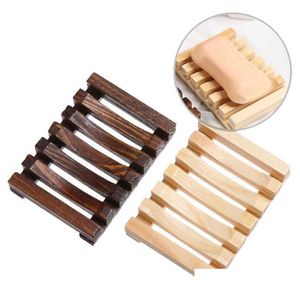 Soap Dishes Natural Bamboo Wooden Plate Tray Holder Box Case Shower Hand Washing Holders Drop Delivery Home Garden Bath Bathroom Acces Dh7B6