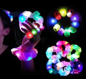 Glow Party Jelly Rings Light Up Hair Scrunchies Neon Hairtie Rave Concert Show Evento Lembrancinhas de Aniversário Decorações de Natal