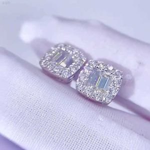 Sterling Silver Vermeil Moissanite Orecchini Iced Out Vvs Diamonds S925 Baguette Cuscino Orecchino a perno Hip Hop Luxury Icy Jewelry