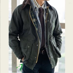 Men's Jackets Vintage Wax Jacket Men Autumn Winter Windbreaker Waterproof Multi-pocket Raglan Sleeve Casual Zip Cardigan Coat