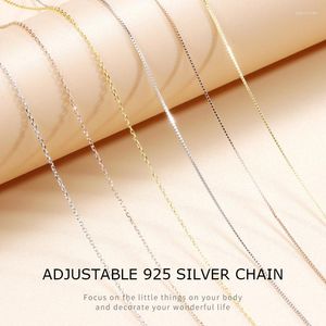Chains 925 Sterling Silver Necklace Adjustable Box Chain O For Women Rose Gold White Color Clavicle Accessories