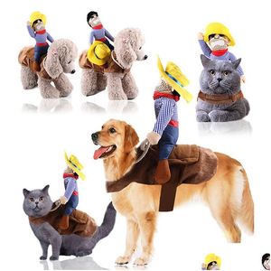 Köpek Giyim Tasarımcı-Dog-Clothes Pet-Suit-Sowboy Rider Stil Ceket Köpek Kişisi Şapka ile Kostüm Kostüm Halloween Cosplay Ceket