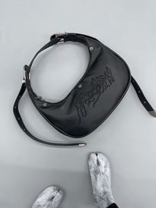 Evening Bags Y2k Girls Shoulder Bag Women Gothic Biker Crossbody Pu Leather Vintage Half Moon Handbag Designer Fur Small Coin Purse 230804