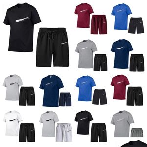 Herren Trainingsanzüge Sommer Outdoor Mode Herren und Damen Shorts Sportswear Set Kurzarm T-Shirt Bedruckter Anzug Markenkleidung Zweiteiliger Dhol1