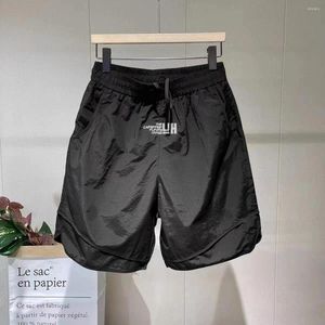 Shorts Masculino Verão Fino Seda Gelo Secagem Rápida Esportes Estilo Americano Solto Casual Praia Casal Calça Cinco Pontos Roupas Masculinas