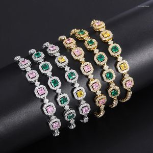 Link Bracelets JitDoo Trendy Luxury Women Bracelet With Brilliant Simulate Paraiba Silver Color/Gold Color 2023 Jewelry