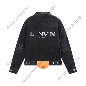 Linvin X GD Co-branding High Street Fashion Designer Brand Black Vintage Printed Leather Button Jean Jacket Jacket For Men and Women