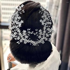 Saç klipsleri 2pcs el yapımı gümüş renkli altın kristal rhinestone düğün aksesuarları çiçek barrette kadın kafa bantları