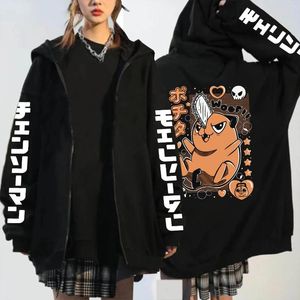 Felpe con cappuccio da uomo Chainsaw Man Pochita Zipper Winter Kawaii Felpe stampate moda Uomo Donna Warm maniche lunghe Zip-up Jacket Coats