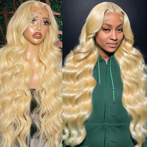 30 40 Inch 613 Honey Blonde Body Wave 13x6 HD Transparent Lace Frontal Wigs Brazilian Color Human Hair 180% Water Wave for Women