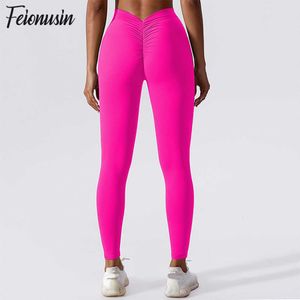 2023 Back v Leggings Scrunch Fitness Yoga Pants Women Workout Waisted Waisted Running Jogging Active Tights Gym Wear