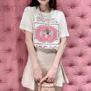 Women's T-Shirt Designer 2023 Spring/Summer New G Family Logo Pink Print T-shirt Round Neck Loose Short Sleeve Top Women 9EXU