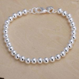 Link Bracelets High Quality Fashion Silver Color Jewelry Charm Women Chain Lady Wedding 6MM Beads Factory Price