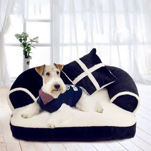 Varma kennlar Small Dog Bed Luxury Pet Soffa Pennor med kudde löstagbar tvättmjuk fleece katthus2074