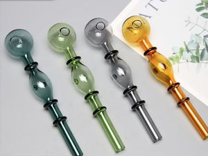 Glass Pipes Oil Nail Burning Jumbo Pipe 14CM long Big Ball Pyrex Glass Burner Concentrate mix colors Thick Clear Great Smoking Tubes for Smokers wholasale