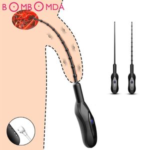 Adult Toys Male Vibrator Urethral Dilator Penis Plug 10 Vibration Mode Silicone Sound Probe Sex For Gay SM Toy 230804