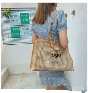 2023 Borse a tracolla in paglia estiva Elegante borsa da donna portatile per pendolari da spiaggia Borsa a tracolla da donna di grande capacità all'ingrosso