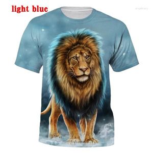 T-shirt da uomo 2023 Fashion T-shirt leone stampata 3d Animal Print Fire Cool Personalità Casual Unisex