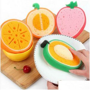 Cleaning Cloths Washing Dish Towel Fruit Shape Rags Thicken Scouring Pad Sponge Cloth Furniture Bathroom Kitchen Dishcloth Drop Delive Dh4Ka