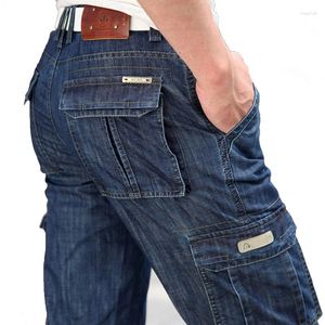 Mäns jeans Slim Business Casual Elastic Skinny Jean Pants 2023 Autumn Winter Black Blue Denim Man Long Byxor
