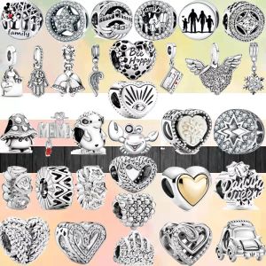 925 Silber Fit Pandora Charm 925 Armband Fashion Shining Love Star Round Mum Cute Krabbe Igel Pilz Charms Für Pandora Charm 925 Silber Perlen Charms