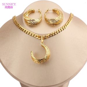 Wedding Jewelry Sets Italian 18k Gold Plated Set for Women Hollow Luxury Jewellery Dubai Necklace and Earrings African 230804