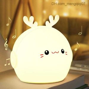 Lampade Sfumature Luci notturne Anime Nightlights Baby Room Decor Lampada da comodino Cute Cartoon Deer Camera da letto a led Lampada in silicone Giocattolo per bambini Regalo Z230805